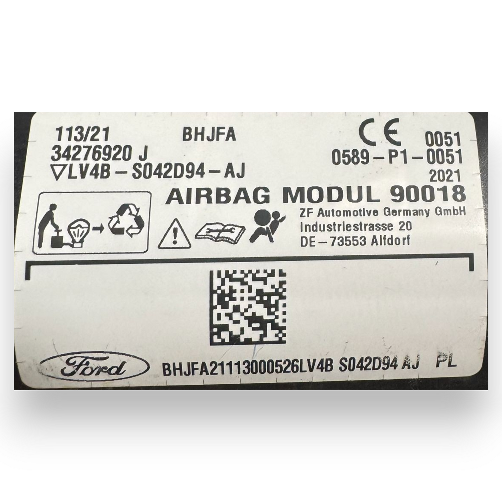Right side curtain airbag (dx) Ford Kuga III cod.LV4B-S042D94-AJ (2020-)