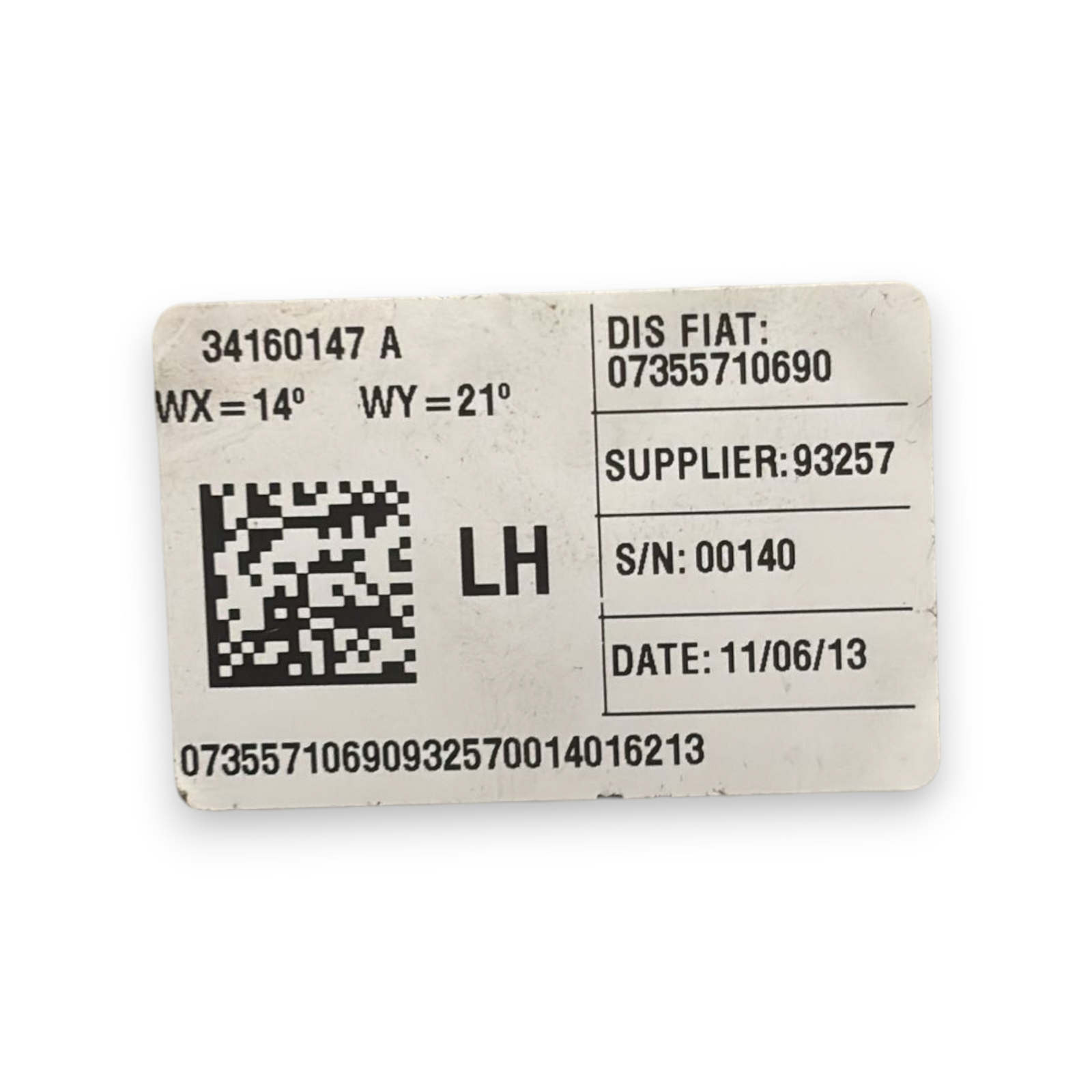 Varnostni pas na zadnjem levem (sx) fiat 500L koda:07355710690 (2012-2022)