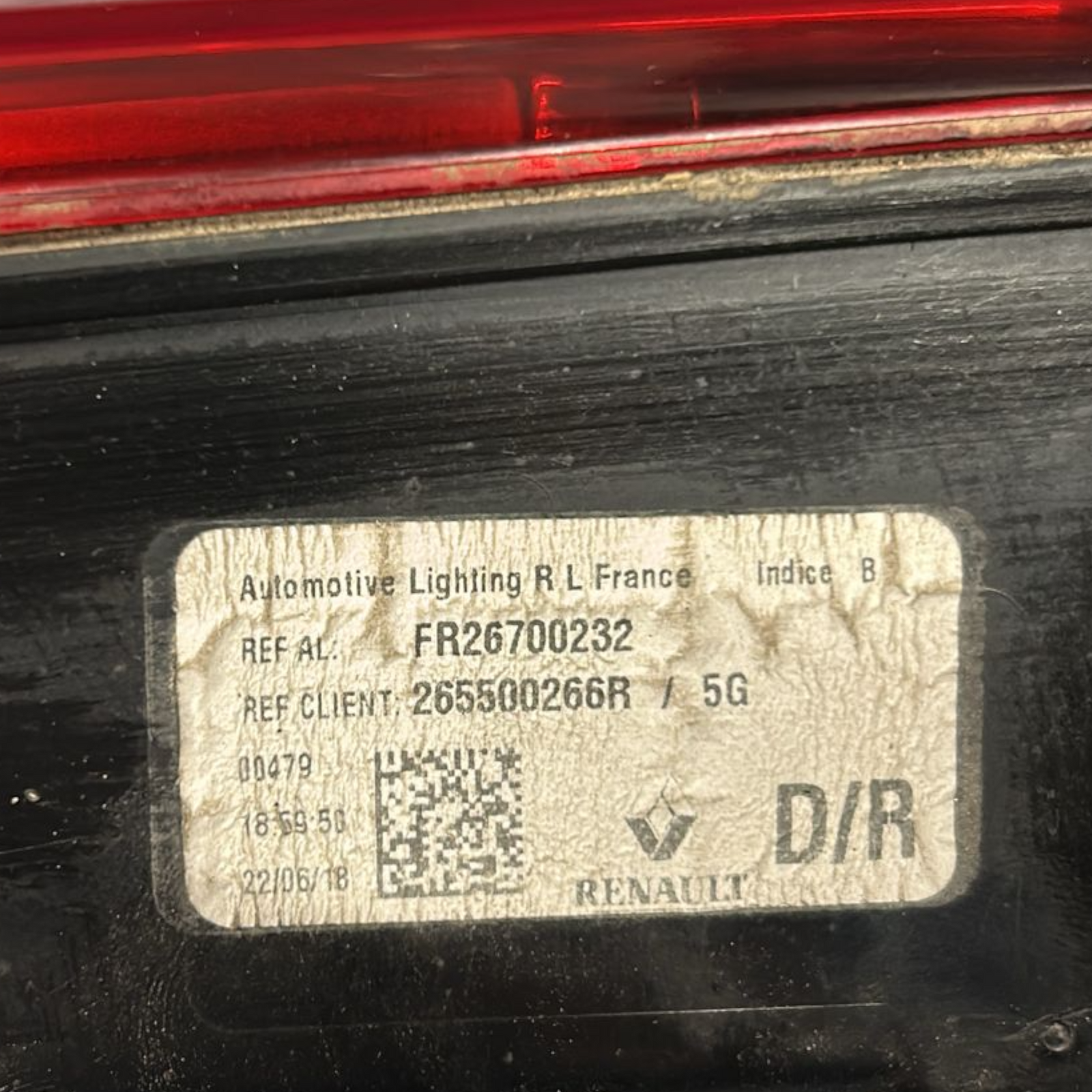 Stop / feu arrière intérieur droit renault megane iv berline cod:265500266r (2015 > 2024)