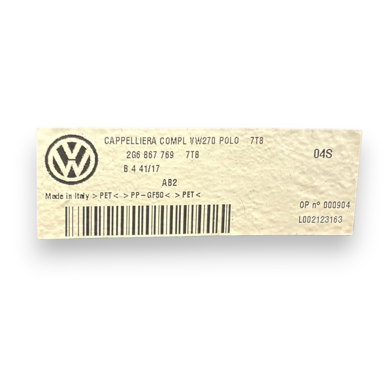 Prekrivač / nosač za Volkswagen Polo AW1 kod:2G68677697T8 (2017-)