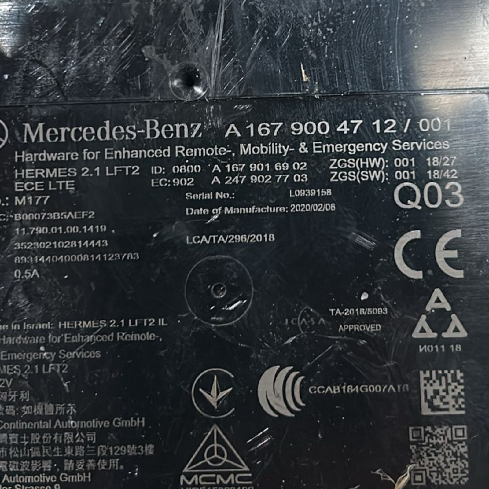 Bluetooth centralina mercedes benz glc x253 koda:A1679004712 (2015 > 2022)