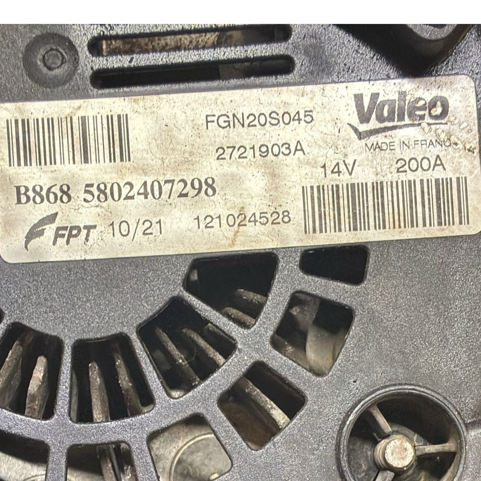 Alternatore fiat ducato cod . b8685802407298 2.0 diesel (2014 >)