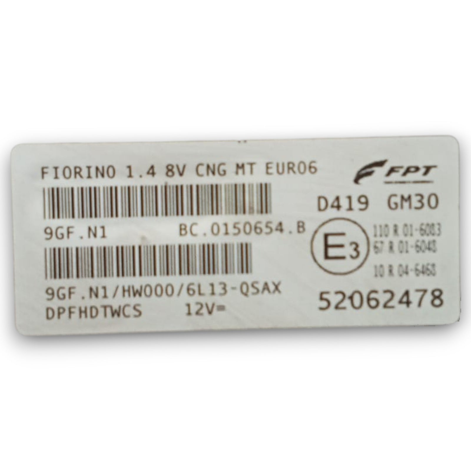 Centralna enota ECU motorja fiat fiorino III koda . 52062478 1.4 metan (2007 >)