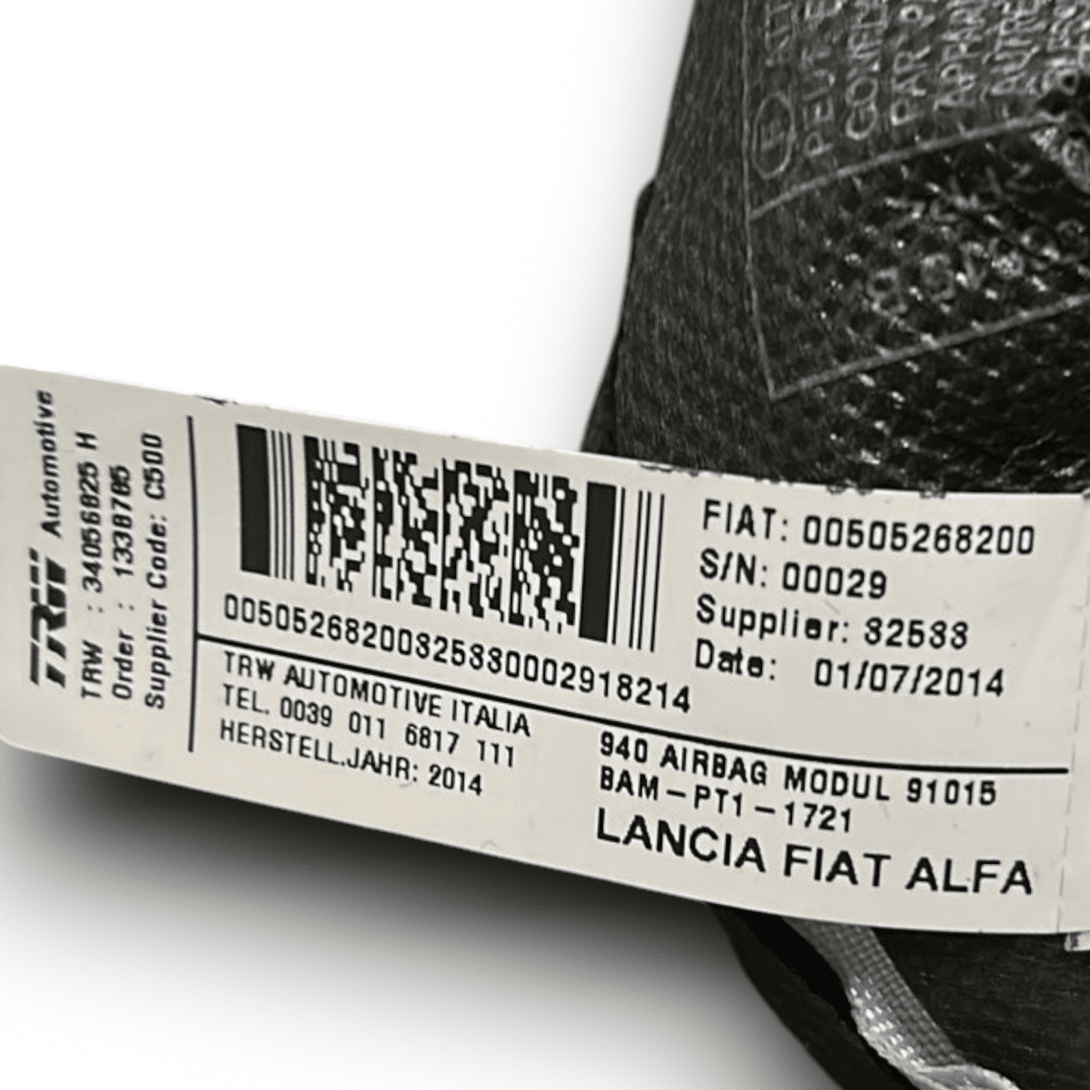 Airbag a tendina anteriore sinistro alfa romeo giulietta cod:00505268200 (2010 > 2020) - F&P CRASH SRL - Ricambi Usati