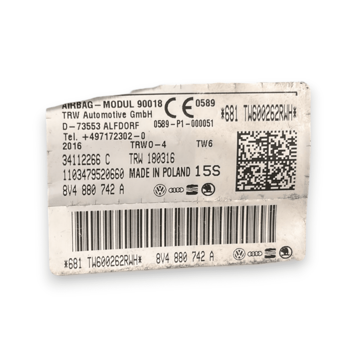 Airbag a tendina destra (dx) audi 8v cod:8v4880742a (2012 - 2020) - F&P CRASH SRL - Ricambi Usati