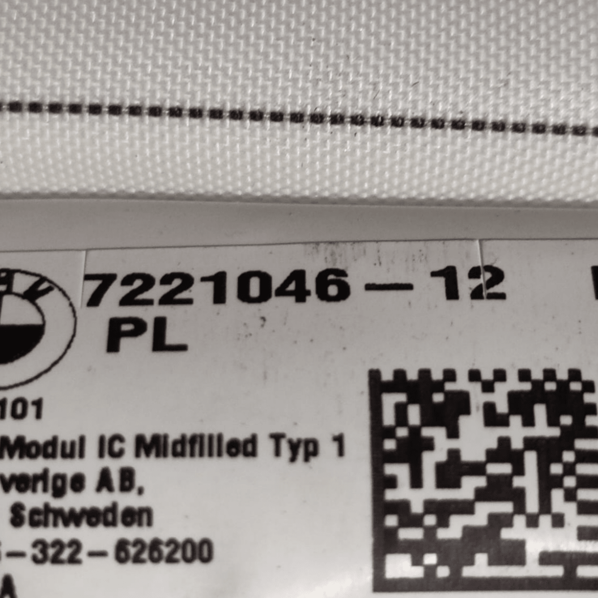 Airbag A Tendina Destro Bmw Serie 1 F20 COD: 722104612 (2011 - 2019) - F&P CRASH SRL - Ricambi Usati