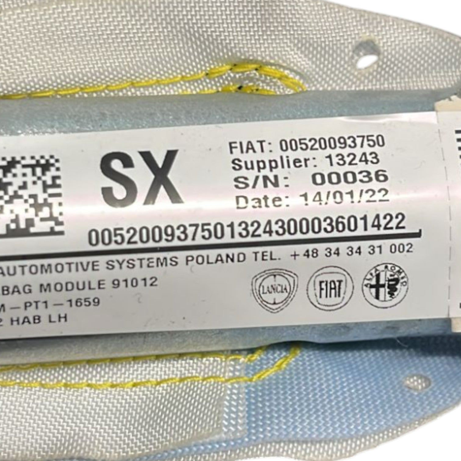 Airbag A Tendina Laterale Destra 500 Abarth cod:00520093730 (2018 >) - F&P CRASH SRLS - Ricambi Usati