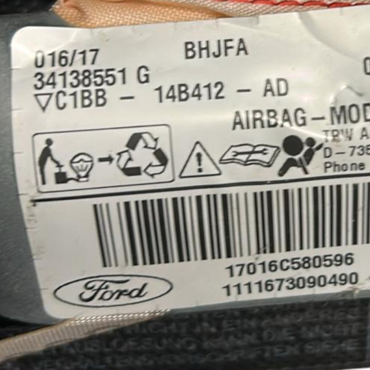 Airbag a tendina laterale sinistra ford fiesta VI cod:C1BB - 14B412 - AD (2008 > 2017) - F&P CRASH SRLS - Ricambi Usati