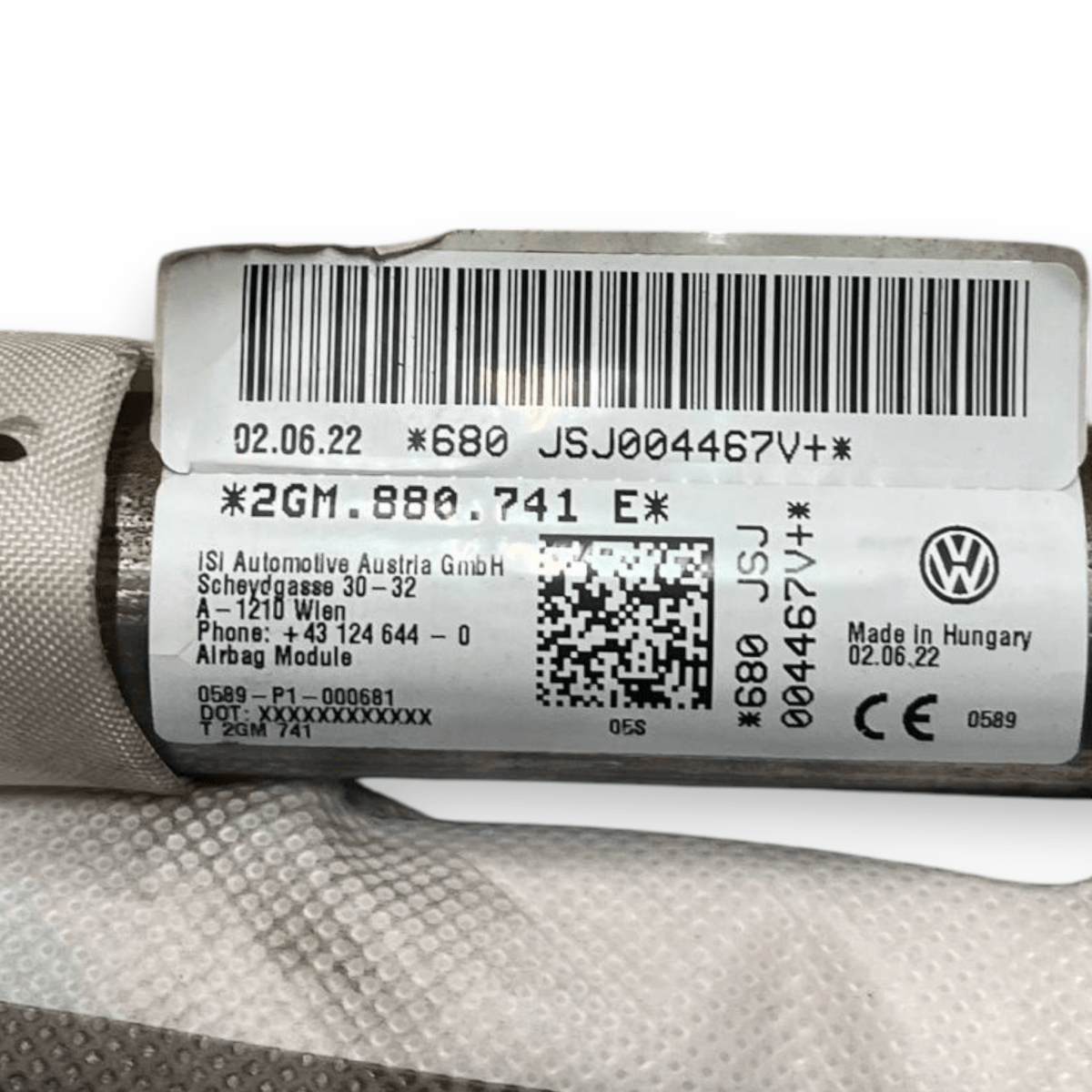 Airbag a Tendina laterale sinistra (sx) Volkswagen T - Cross (2019 - ) cod: 2GM880741E - F&P CRASH SRLS - Ricambi Usati