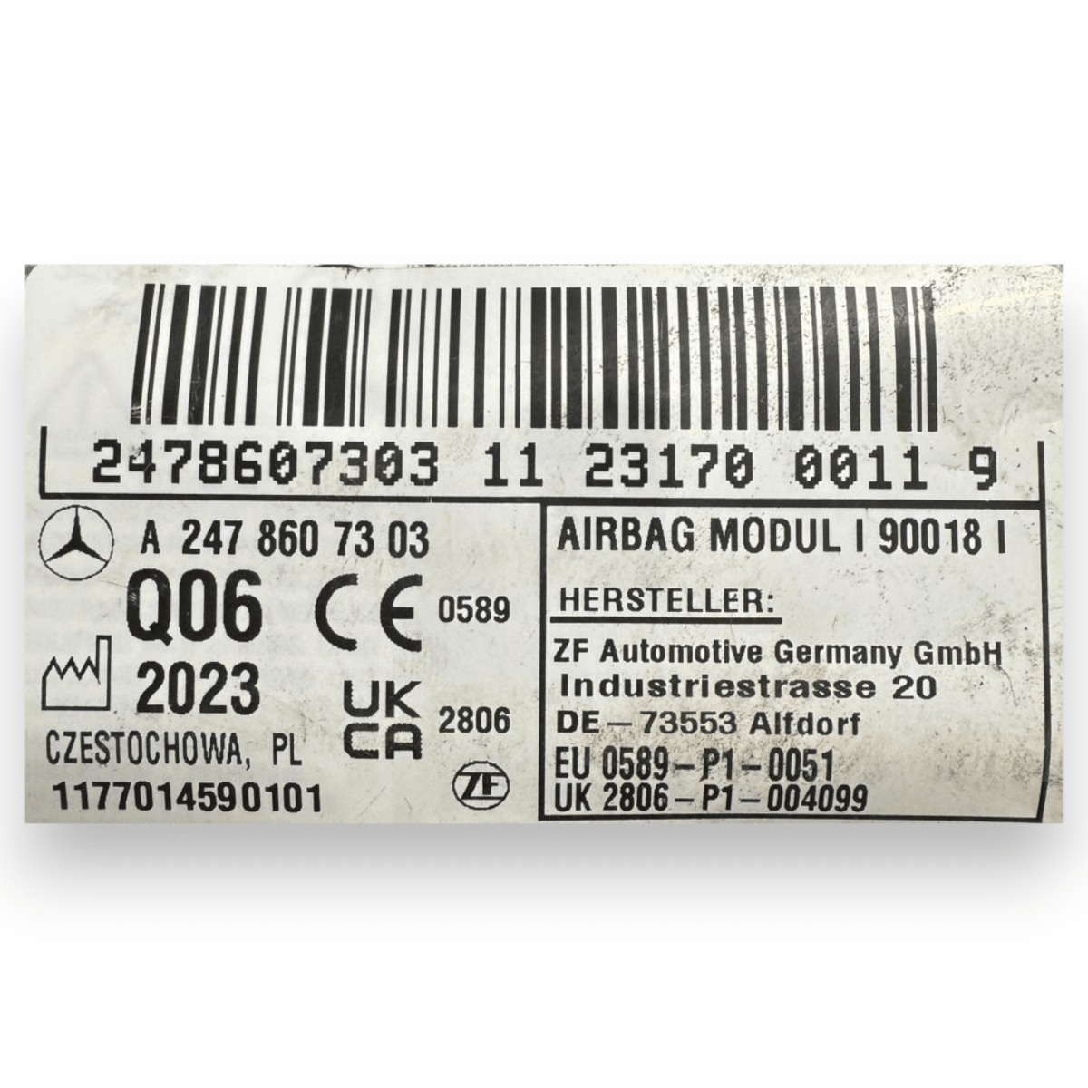 Airbag a tendina laterale sinistro (sx) Mercedes - Benz GLA (H247) cod.A2478607303 (2020 - ) - F&P CRASH SRL - Ricambi Usati