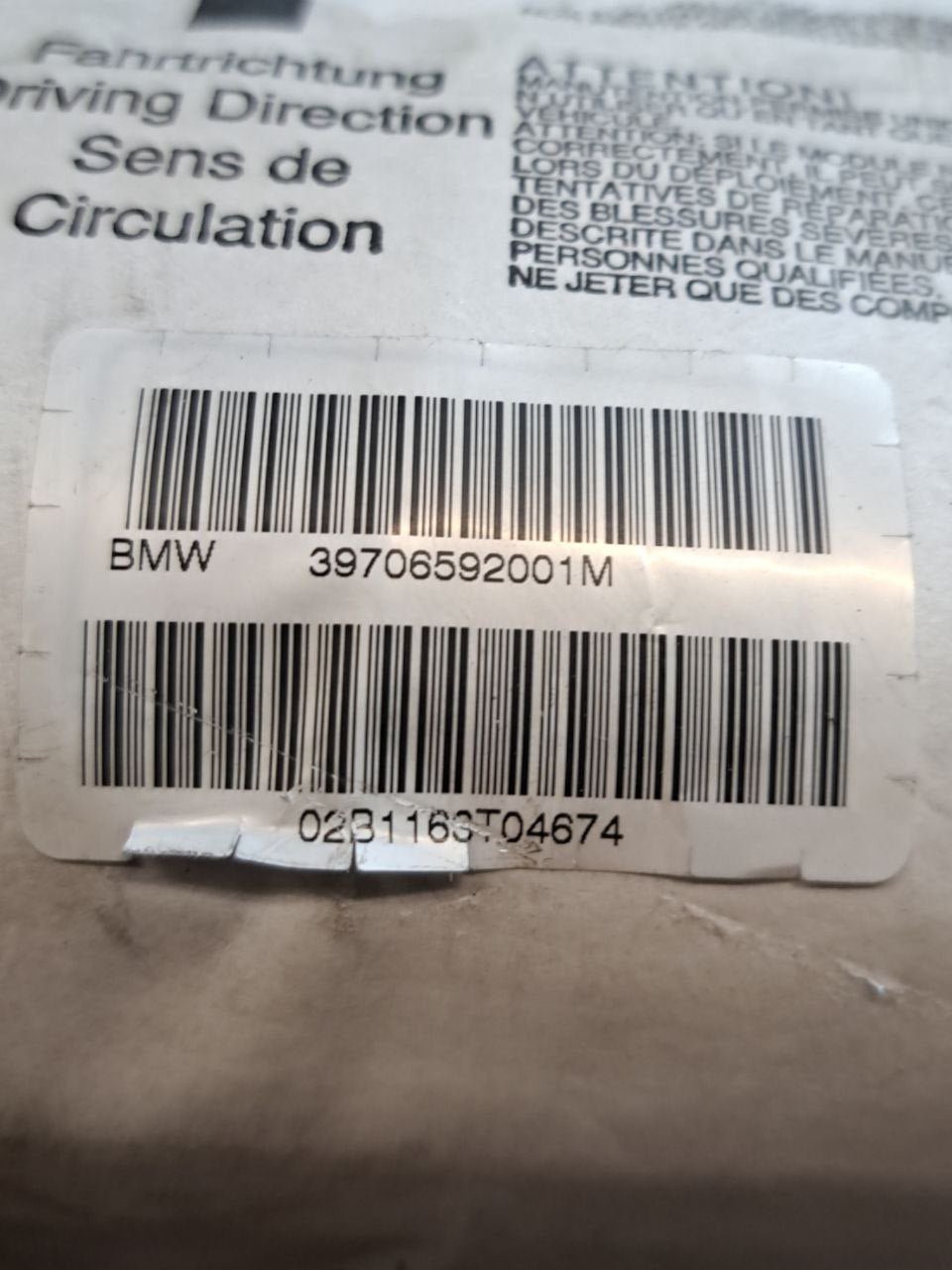 Airbag cruscotto destro lato Passeggero Bmw Serie 3 E46 (2001-2005) COD:39706592001M - F&P CRASH SRLS - Ricambi Usati
