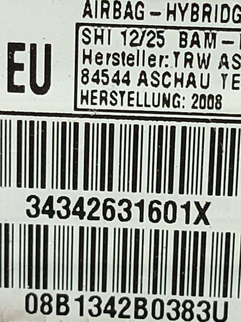 Airbag Lato Passeggero Bmw X3 E86 (2008) Cod:34342631601X - F&P CRASH SRLS - Ricambi Usati