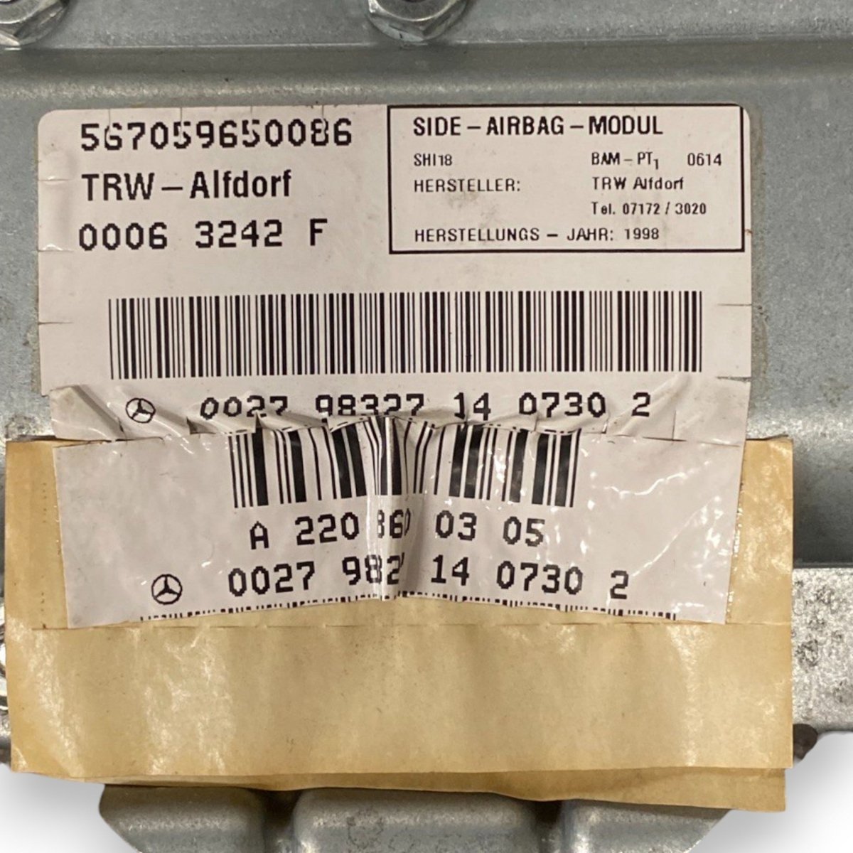 Airbag porta anteriore sinistra (sx) mercedes - benz classe s w220 (1999 - 2005) Cod: a2208600305 - F&P CRASH SRLS - Ricambi Usati