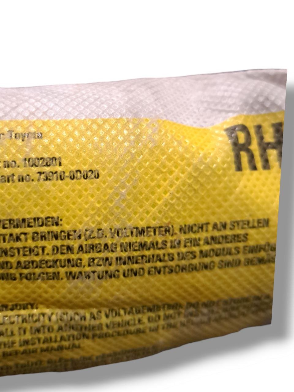 Airbag Sedile Destro Toyota Yaris COD:73910 - 0D020 (2005 - 2011) - F&P CRASH SRLS - Ricambi Usati