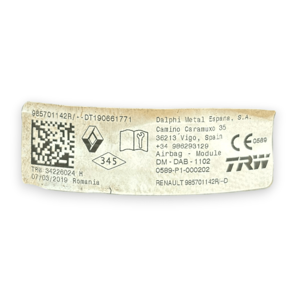 Airbag volante dacia dokker cod:985701142r (2013 - 2021) - F&P CRASH SRL - Ricambi Usati