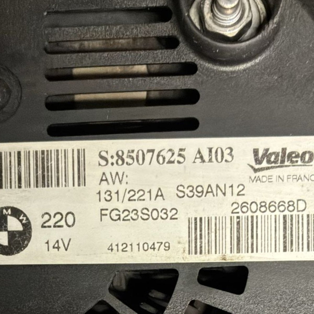 BMW X3 F25 alternator code . 8507625ai03 2.0 diesel (2010 > 2017) - F&P CRASH SRL - Used Parts