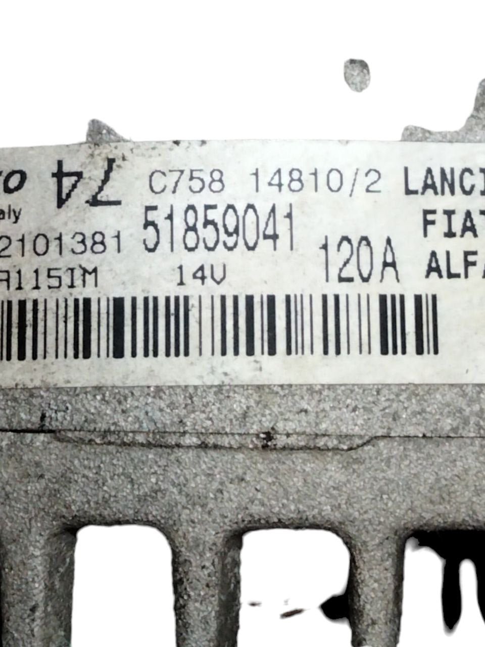Alternatore Fiat 500 1.2 Benzina / alfa romeo / Lancia (2007 - 2015) cod.51859041 - F&P CRASH SRLS - Ricambi Usati