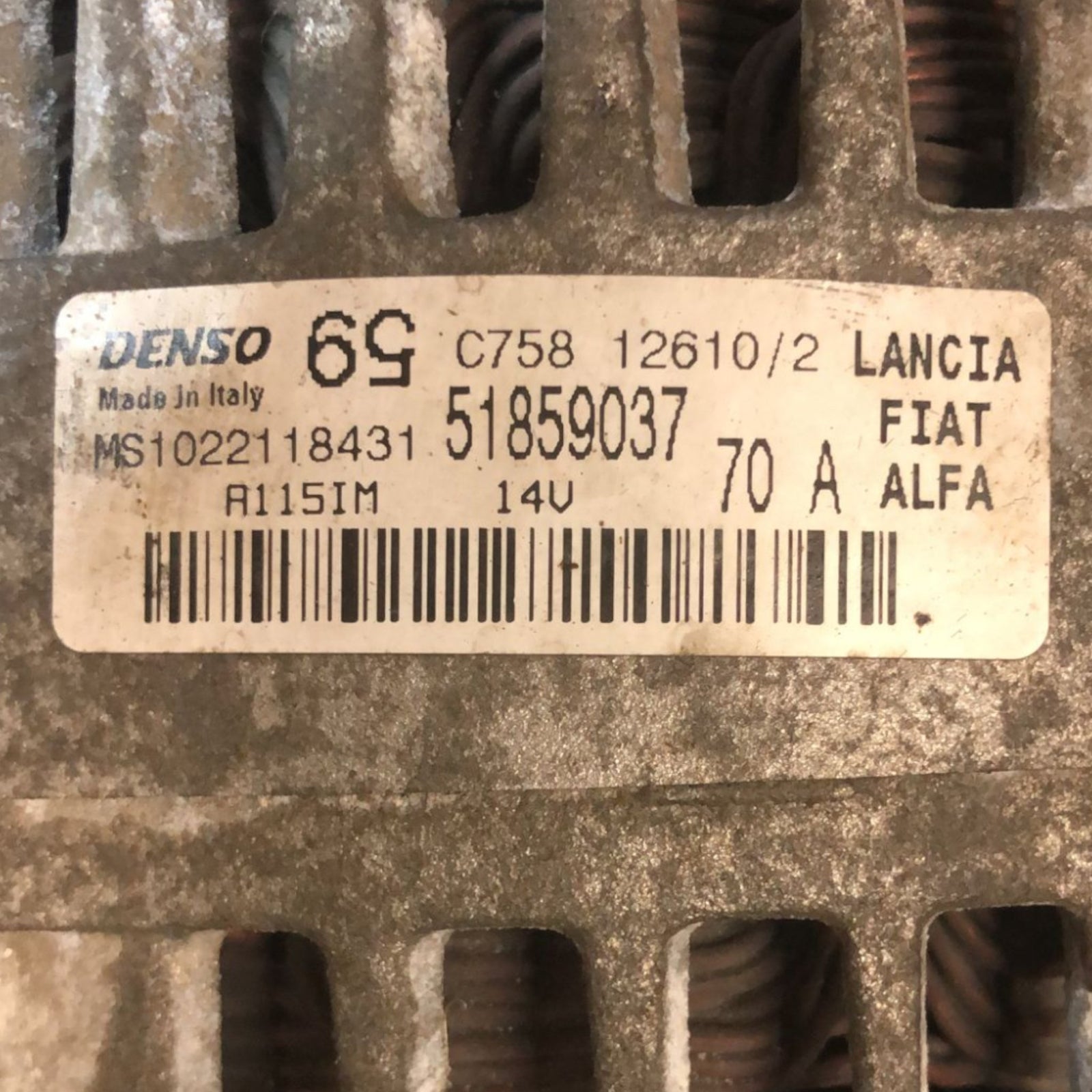Alternatore Fiat Panda 169 1.2 Benzina (2003 > 2012) cod:51859037 - F&P CRASH SRLS - Ricambi Usati