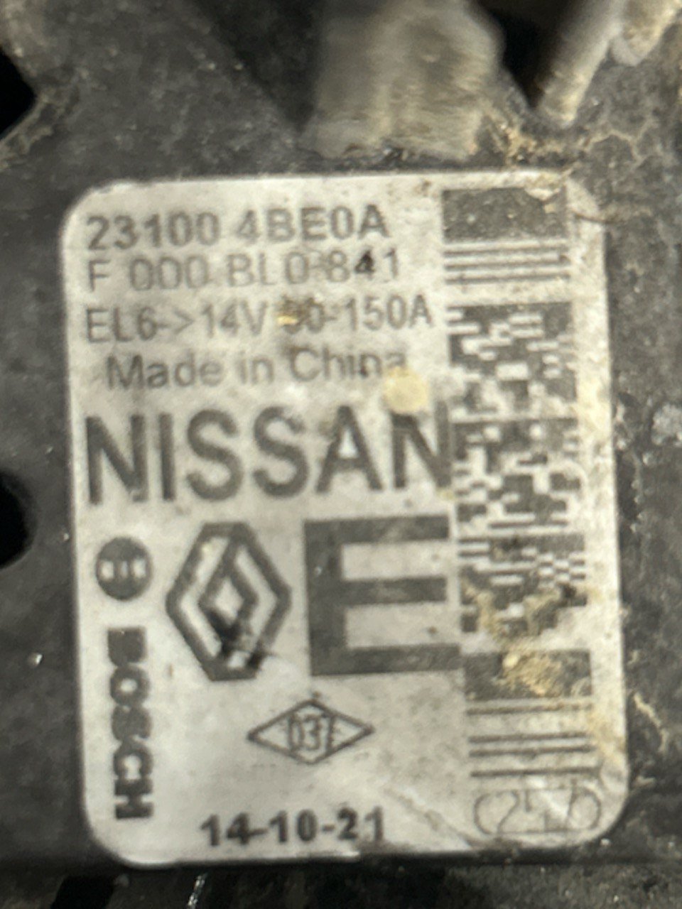 Alternatore Nissan X - Trail (T32) 1.6 Diesel (2014 - 2020) cod . 231004BE0A - F&P CRASH SRLS - Ricambi Usati