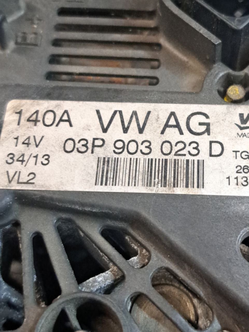 Alternatore Volkswagen Polo 6R 1.2 diesel (2009-2017) COD:03P903023D - F&P CRASH SRLS - Ricambi Usati