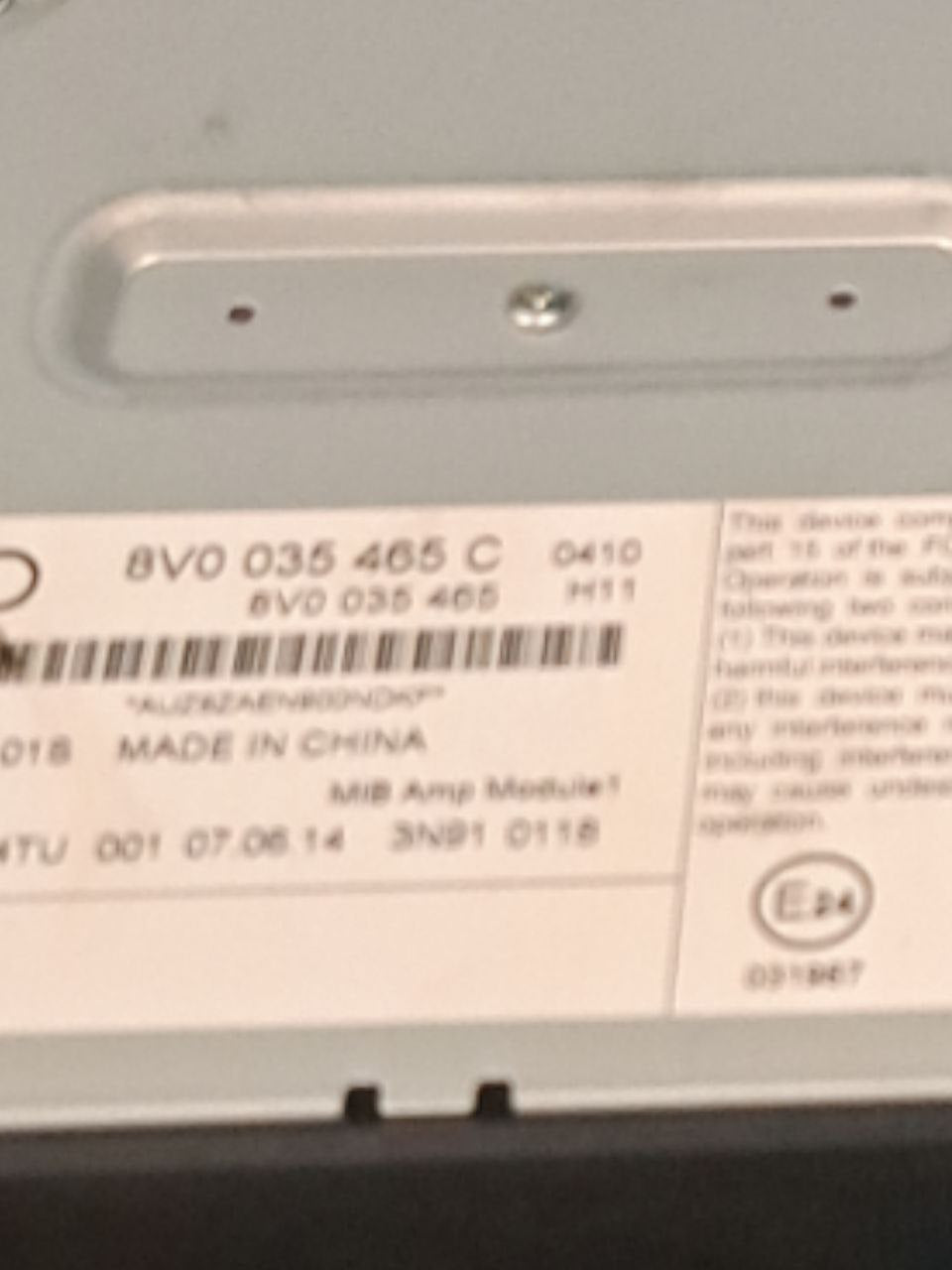 Amplificatore autoradio Audi A3 8V COD:8V0035465 (2012 - 2020) - F&P CRASH SRLS - Ricambi Usati