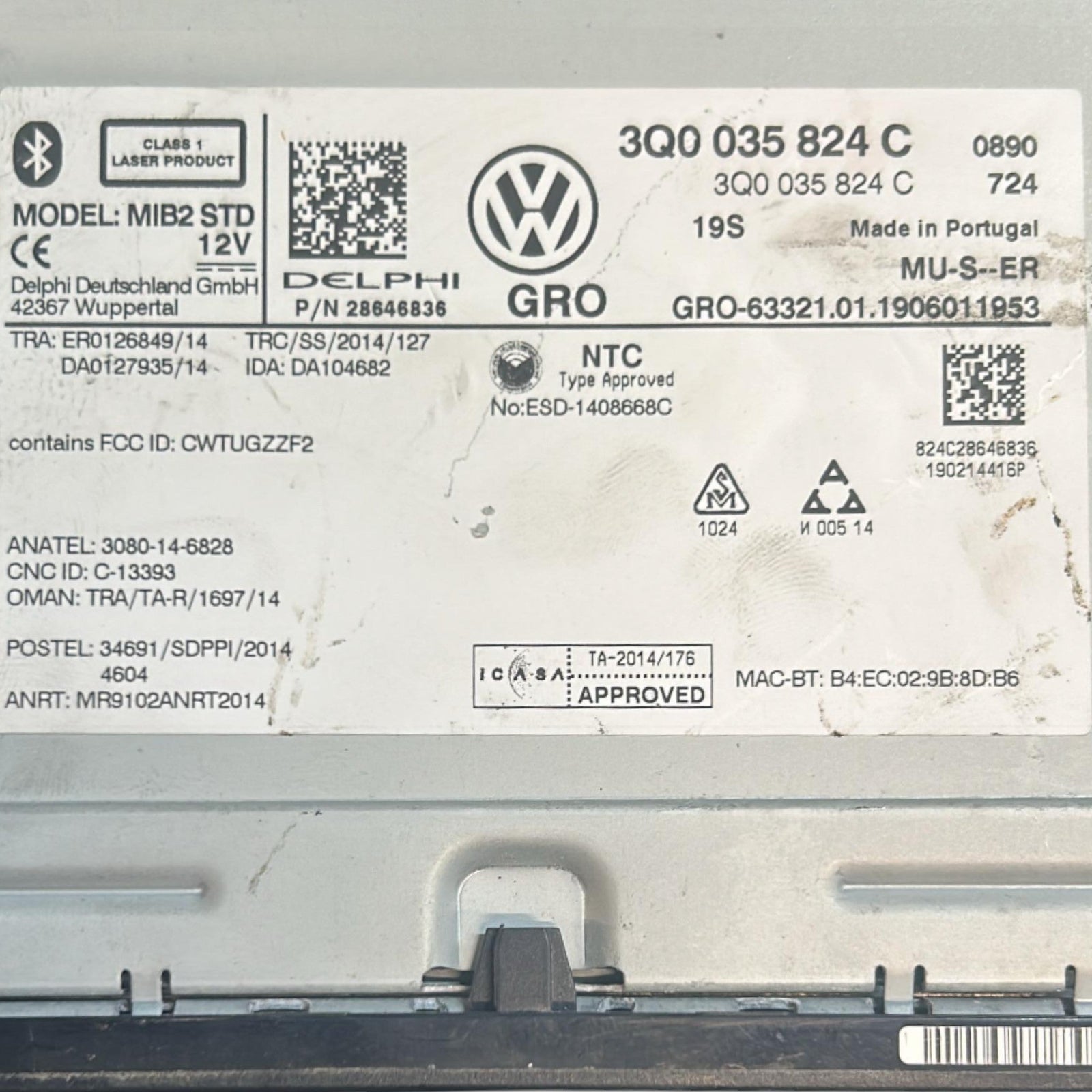 Autoradio / Lettore Disco CD / DVD Volkswagen Tiguan (AD1) cod.3Q0035824C (2016 > 2024) - F&P CRASH SRLS - Ricambi Usati