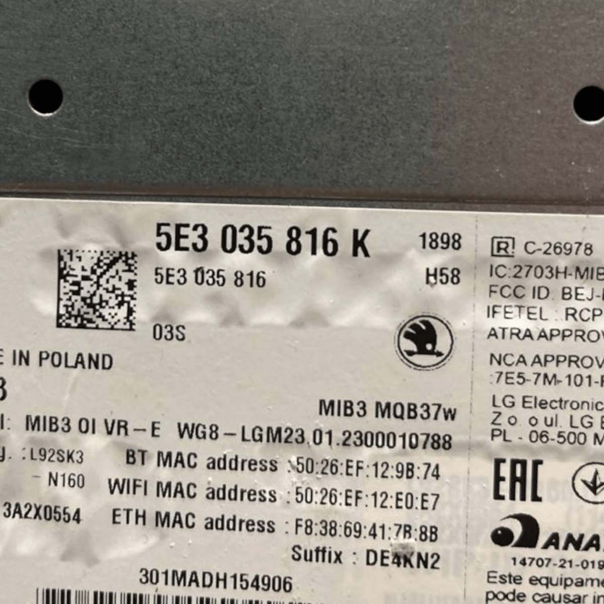 Autoradio / Navigatore Skoda Octavia IV (2019 al 2023) cod: 5E3035816K - F&P CRASH SRLS - Ricambi Usati