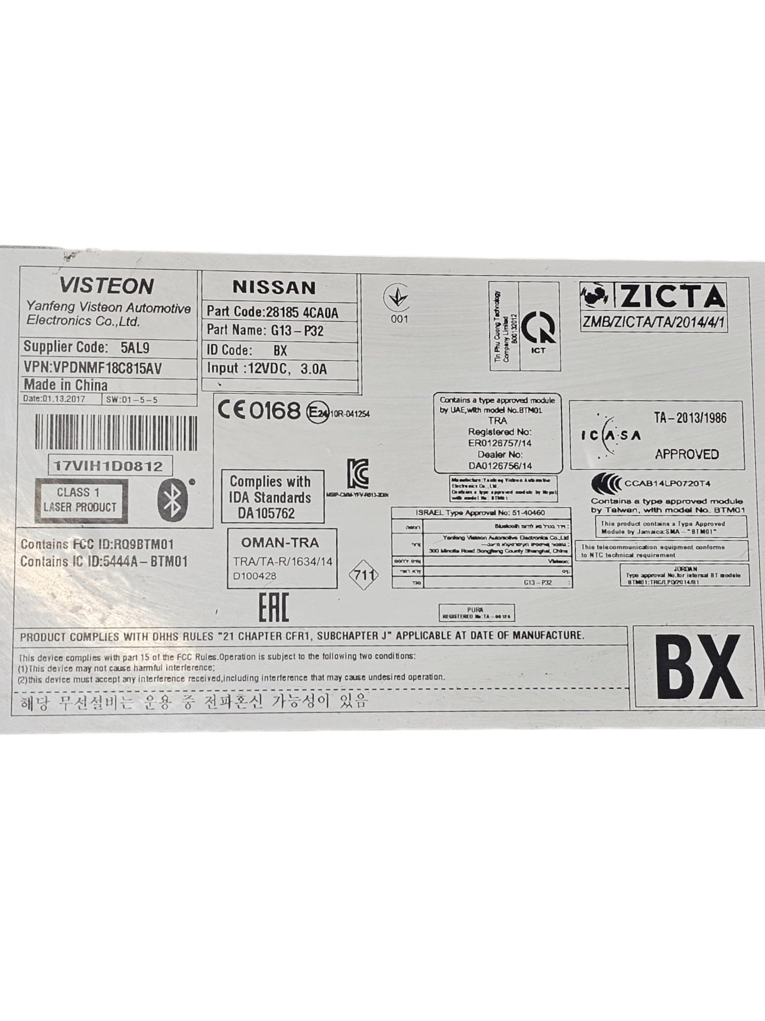 Autoradio/Stereo Bluetooth Nissan Qashqai J11 (2014 - 2021) Cod:281854CA0A - F&P CRASH SRLS - Ricambi Usati