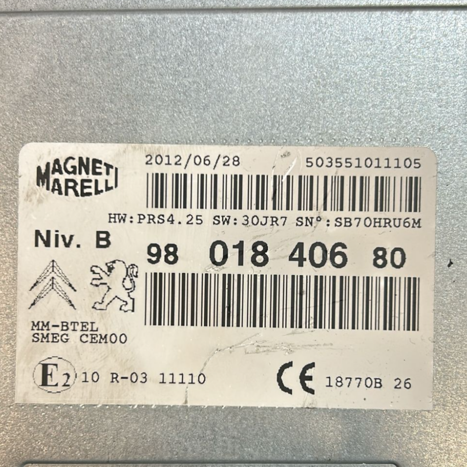 Stéréo / Autoradio Peugeot 208 (2012> 2019) COD: 9801840680