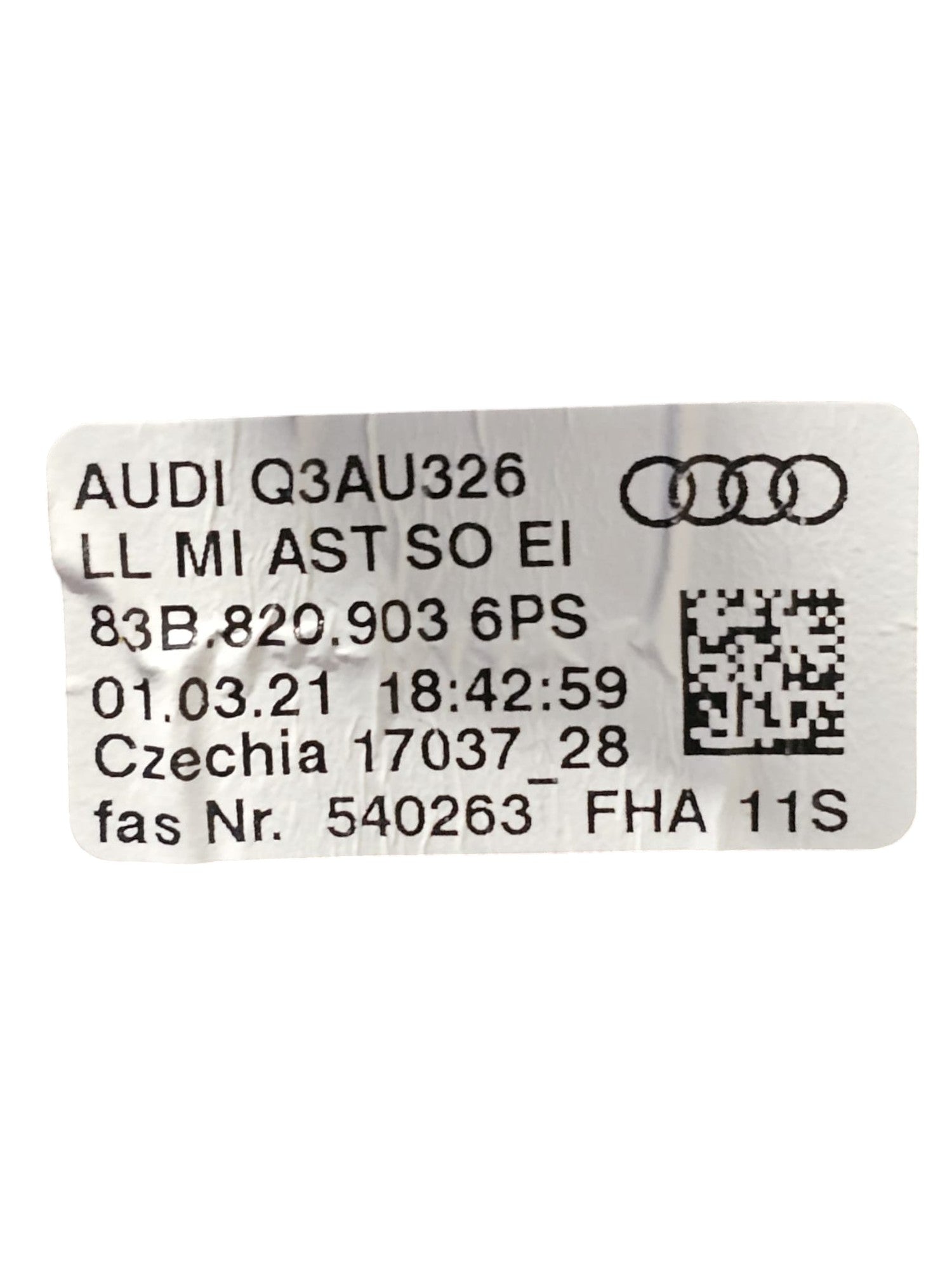 Bocchette Aria Anteriore Centrale Audi Q3 F3 Cod:83B8209036PS (2018 - >) - F&P CRASH SRLS - Ricambi Usati