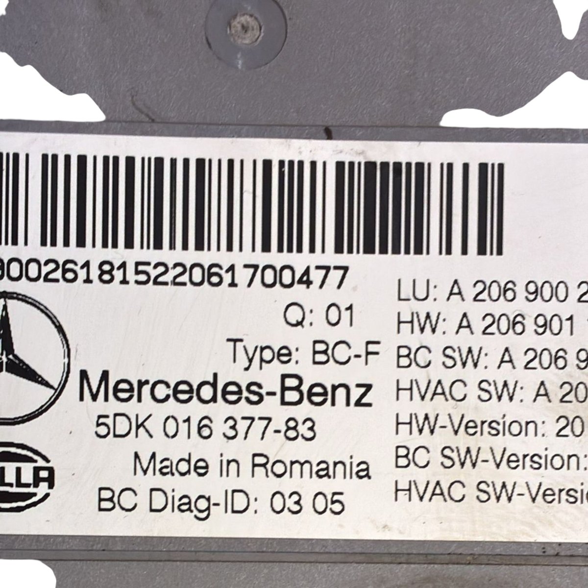 Body computer mercedes - benz class c w206 code . 5dk016377 - 83 2.0 diesel (2021 >) - F&P CRASH SRL - Used Parts