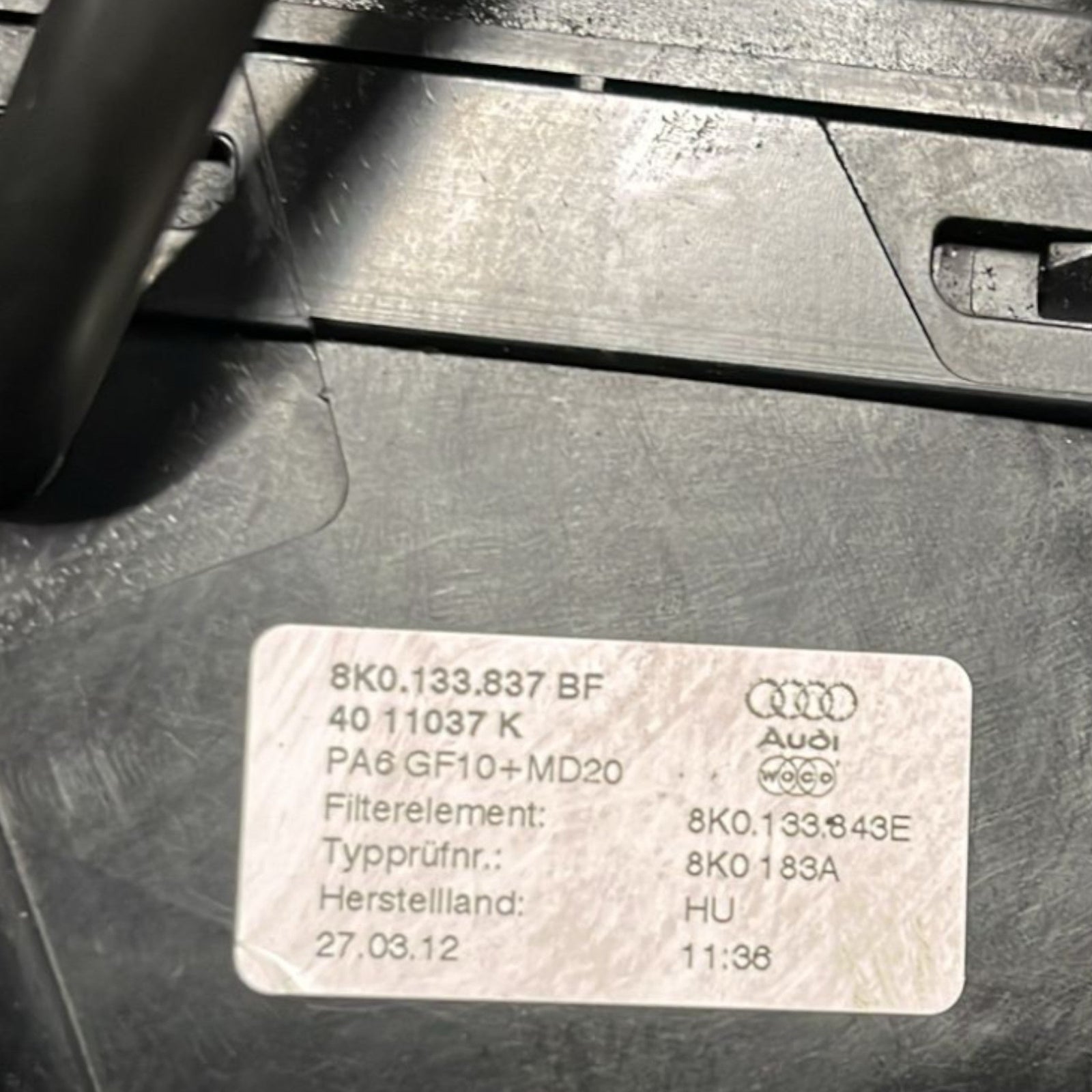 Box Scatola Filtro Audi A4 (B8) cod:8K0133837BF 2.0 Diesel (2007 >2015) + Debimetro cod:0281002956 - F&P CRASH SRLS - Ricambi Usati