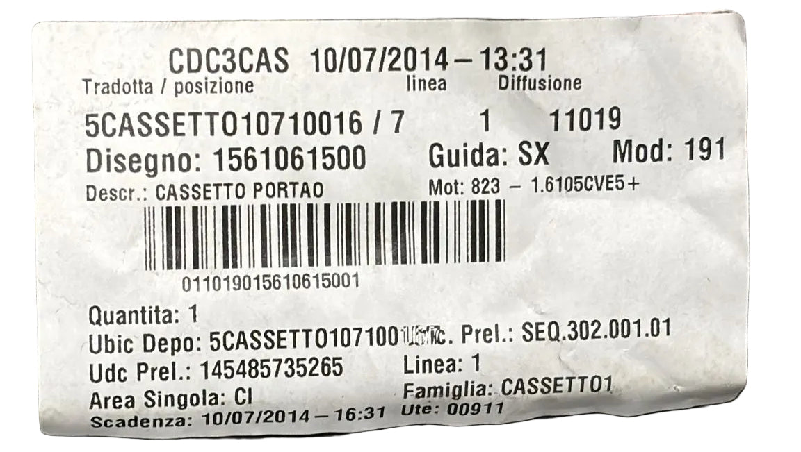 Cassetto / vano portaogetti alfa romeo giulietta cod:1561061500 (2010 - 2020) - F&P CRASH SRL - Ricambi Usati