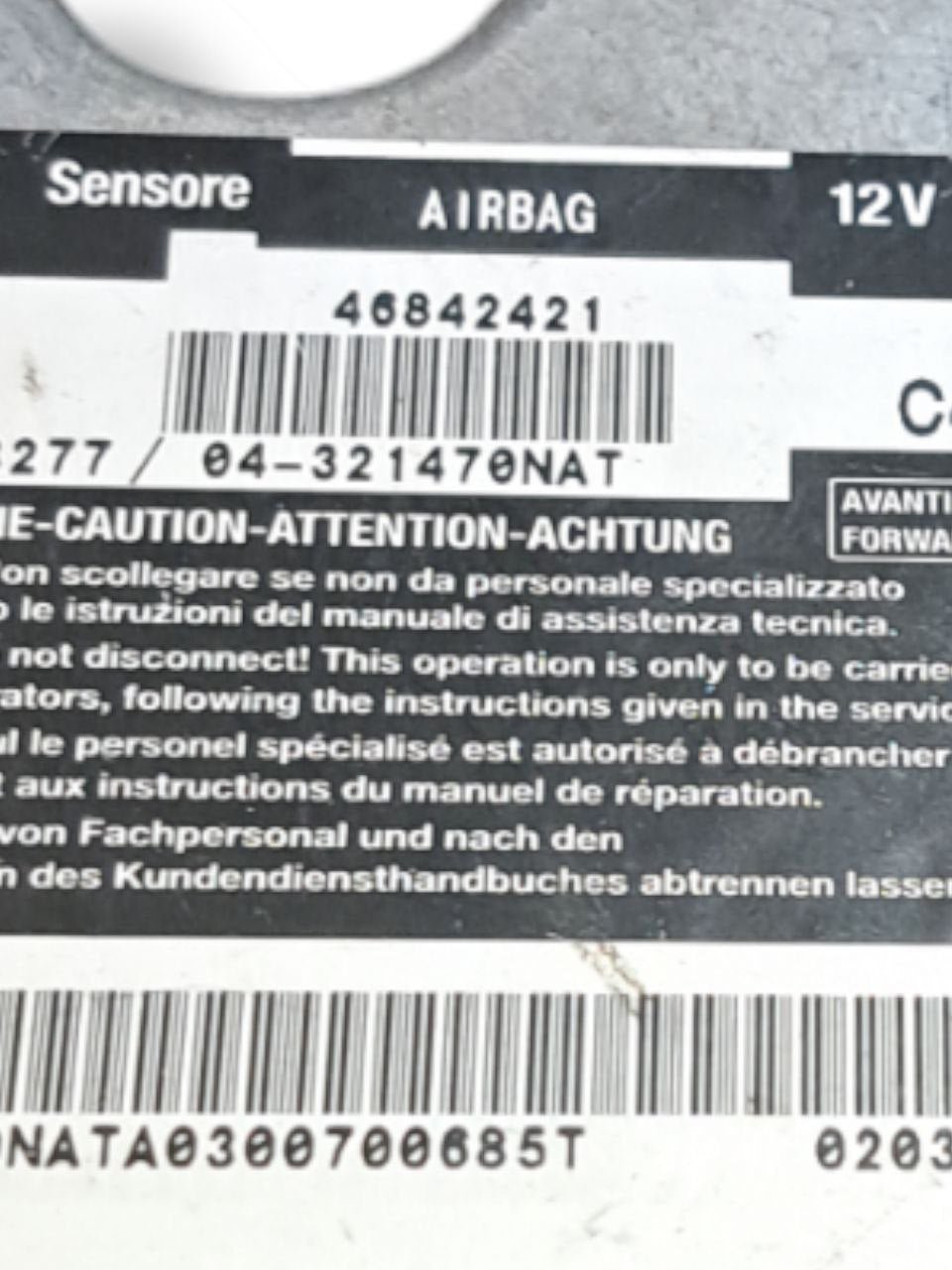 Centralina Airbag Alfa Romeo 147 (2005) COD:46842421 - F&P CRASH SRLS - Ricambi Usati