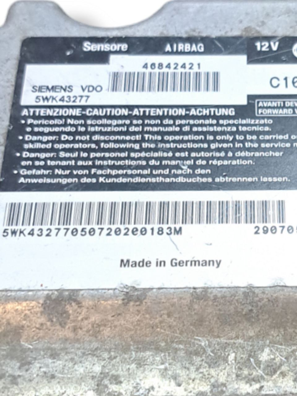 Centralina Airbag Alfa Romeo 147 (2005) COD:46842421 - F&P CRASH SRLS - Ricambi Usati