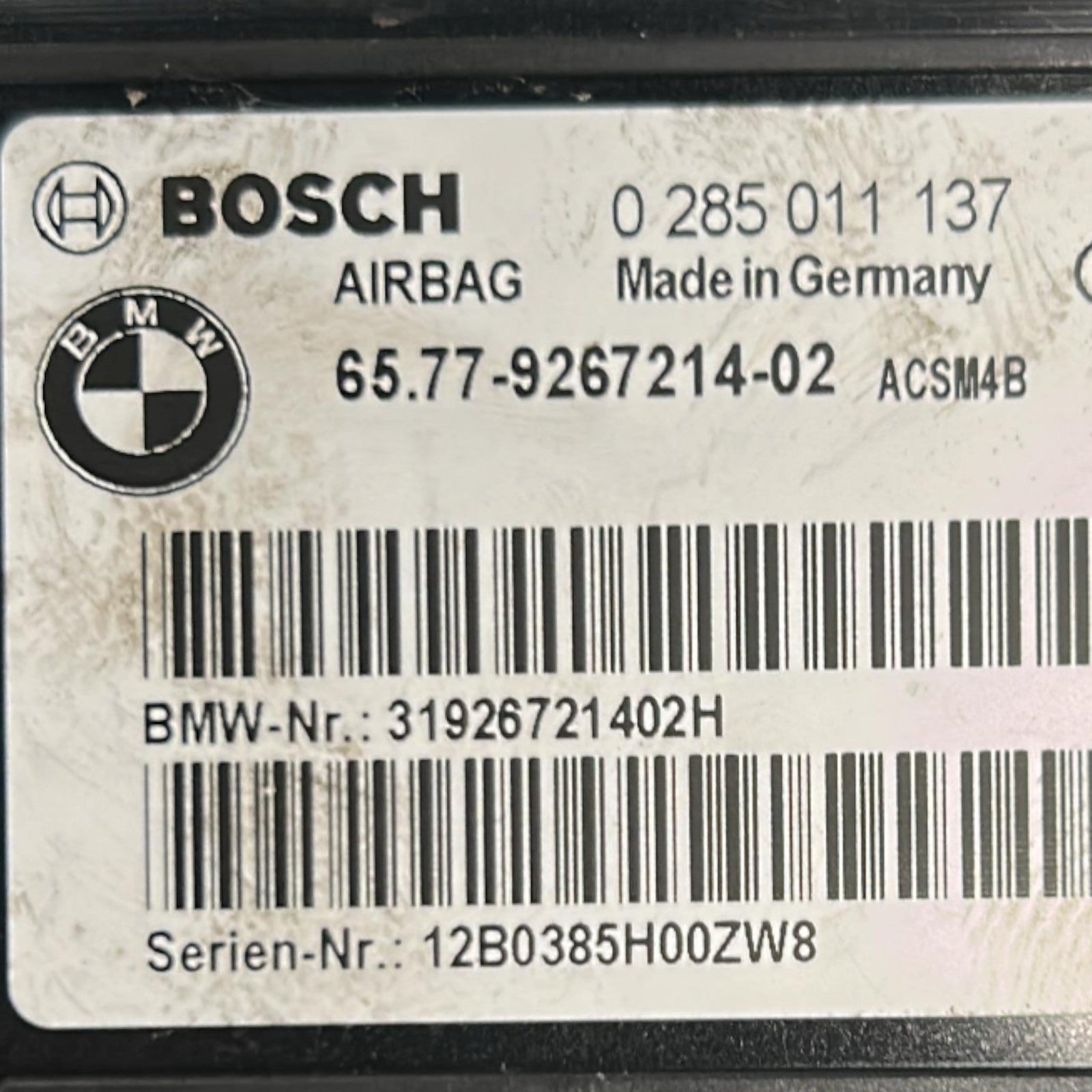 Centralina AirBag BMW Serie 1 (F20) cod.9267214 - 02 (2011 > 2019) cod.0285011137 - F&P CRASH SRLS - Ricambi Usati