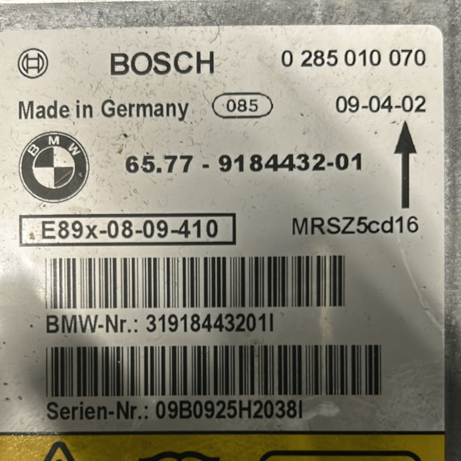 Centralina Airbag Bmw Serie 3 E92 (2005 > 2013) cod:65.77 - 9184432 - 01 - F&P CRASH SRLS - Ricambi Usati