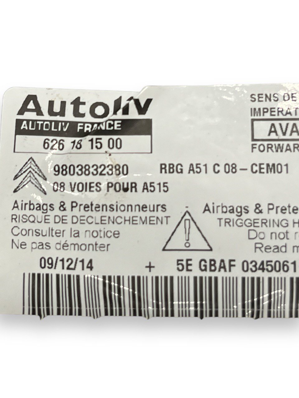 Centralina Airbag Citroen C3 / DS3 (2009 - 2016) cod.9803832380 - F&P CRASH SRLS - Ricambi Usati