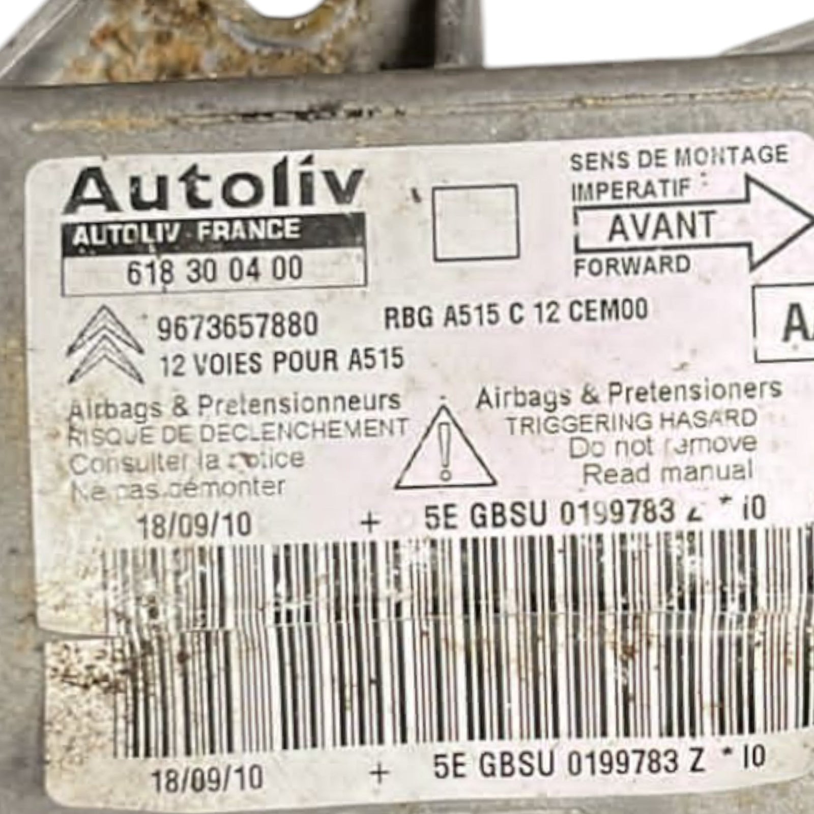 Centralina AirBag Citroen C3 II cod:9673657880 (2009 >2016) - F&P CRASH SRLS - Ricambi Usati