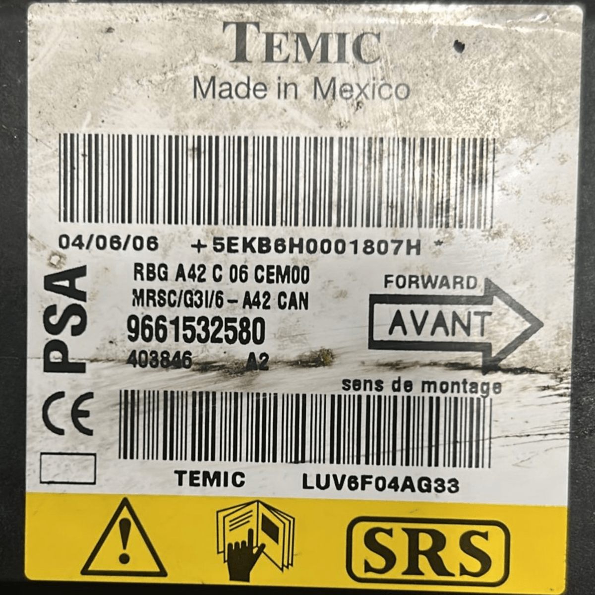 Centralina airbag citroen c3 pluriel cod:9661532580 (2003 > 2010) - F&P CRASH SRL - Ricambi Usati