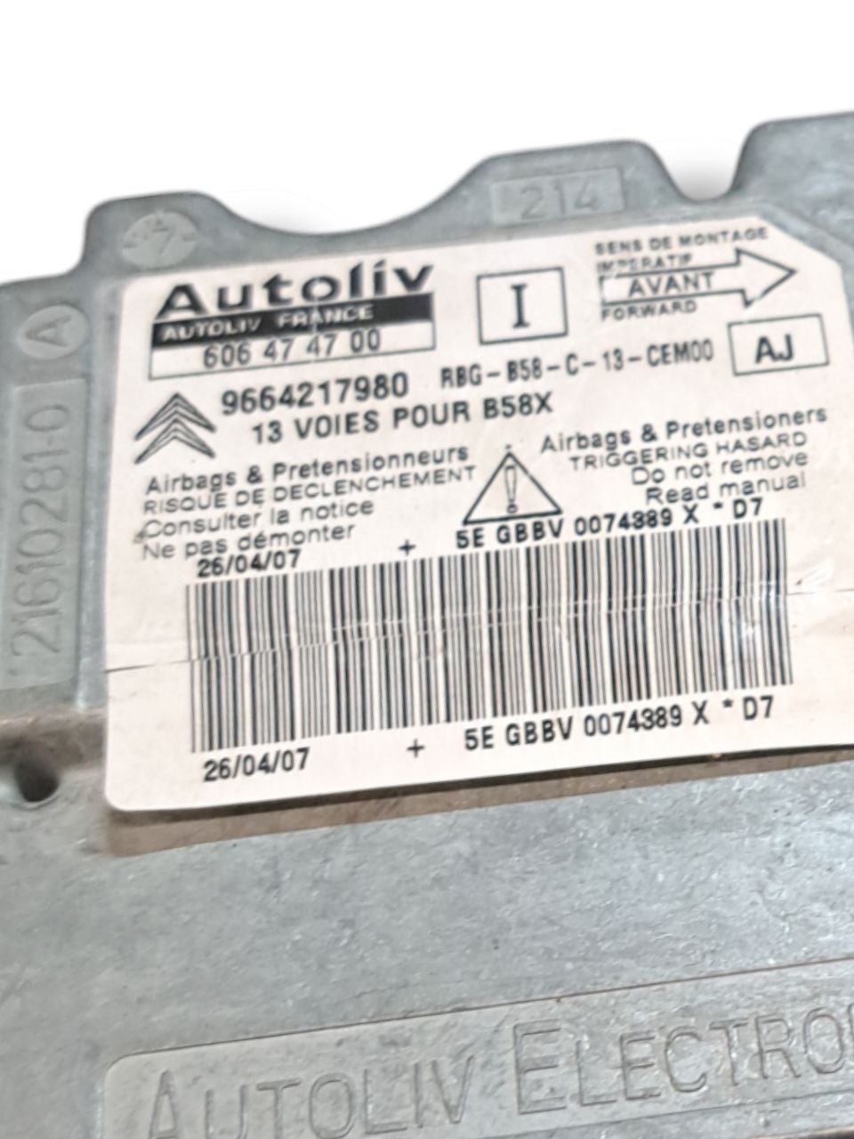 Centralina Airbag Citroen C4 Picasso (2007) COD:9664217980 - F&P CRASH SRLS - Ricambi Usati