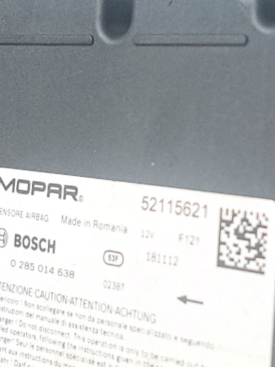 Centralina airbag Fiat 500X (2014>) COD:52115621 - F&P CRASH SRLS - Ricambi Usati