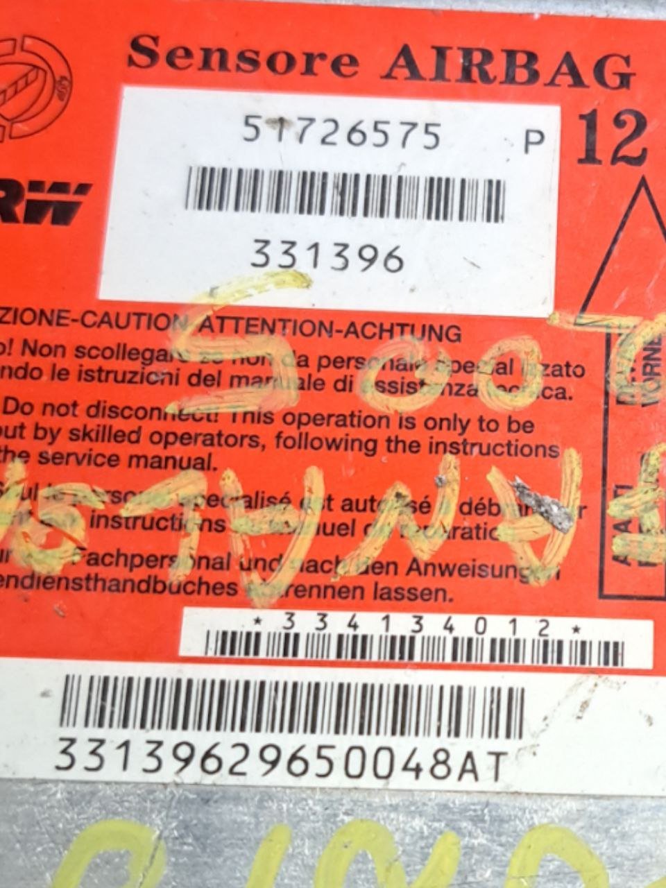 Centralina Airbag Fiat Punto 188 (2006) COD:51726575 - F&P CRASH SRLS - Ricambi Usati