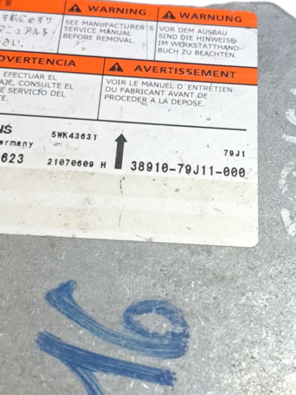 Centralina Airbag Fiat Sedici / Suzuki SX4 (2006 - 2009 COD:38910 - 79J11 - F&P CRASH SRLS - Ricambi Usati