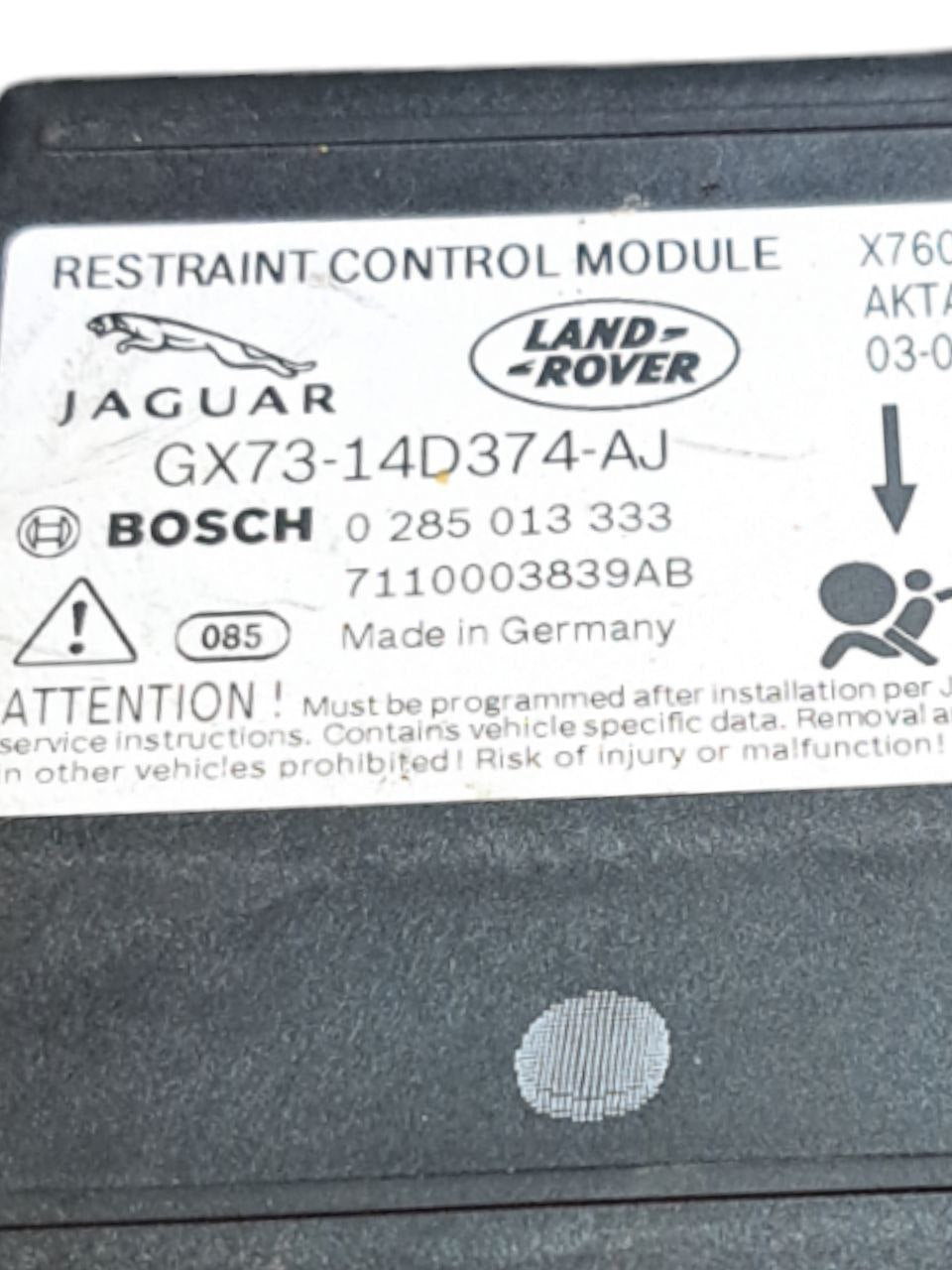 Centralina Airbag Jaguar XF / XE (2015>) COD:GX73 - 14D374 - AJ - F&P CRASH SRLS - Ricambi Usati