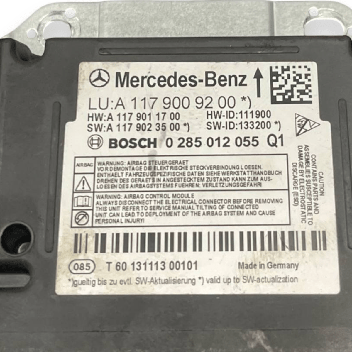 Centralina Airbag Mercedes - Benz Classe A W176 (2012 al 2018) cod: A1179009200 - F&P CRASH SRLS - Ricambi Usati