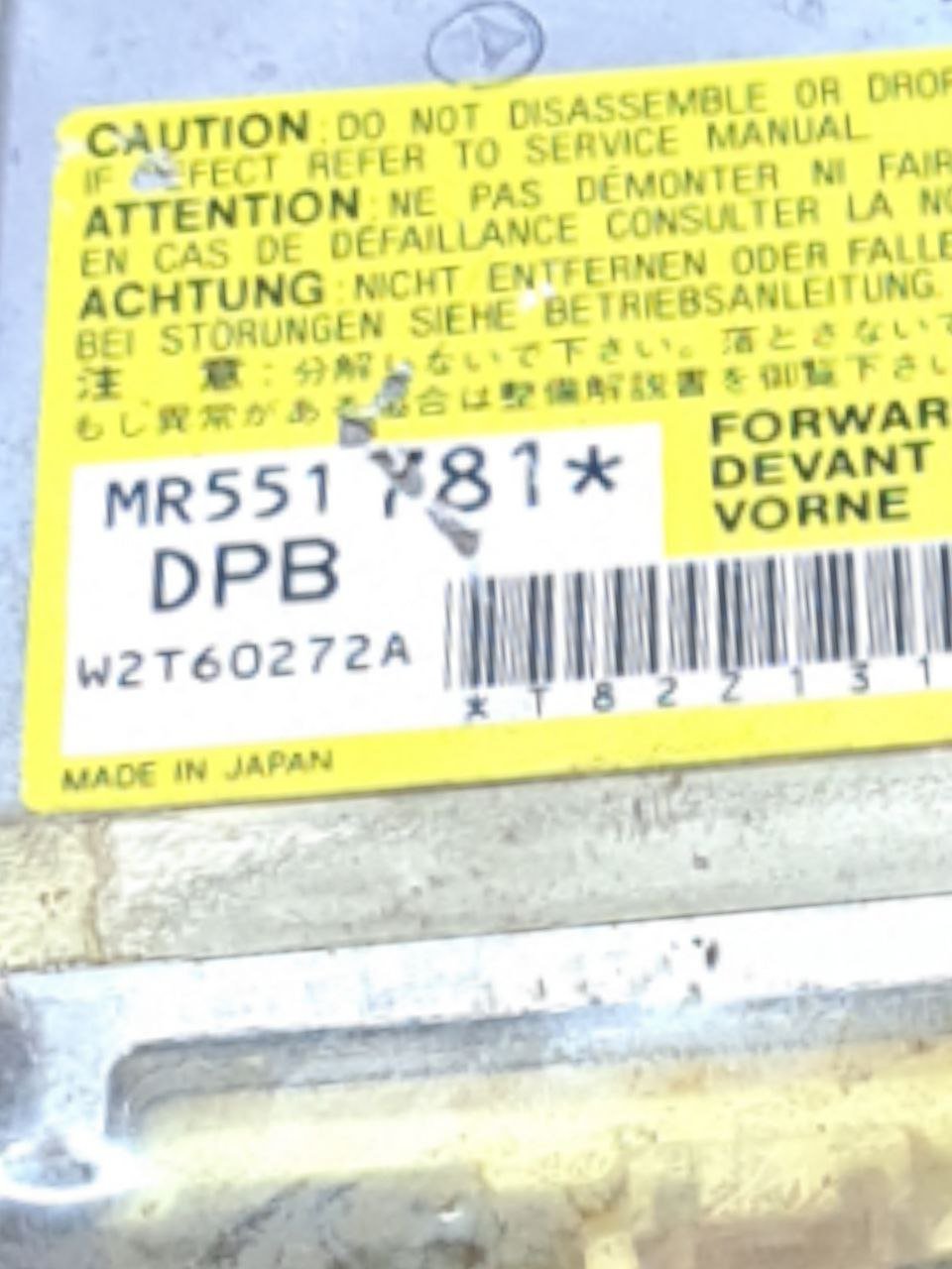 Centralina airbag Mitsubishi Pajero (2000 - 2006) COD:MR551781 - F&P CRASH SRLS - Ricambi Usati