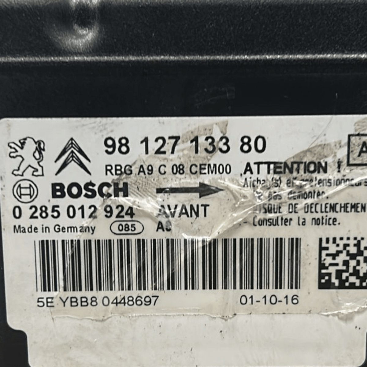 Airbag control unit peugeot 208 cod:9812713380 (2012 > 2018) - F&P CRASH SRL - Used Parts