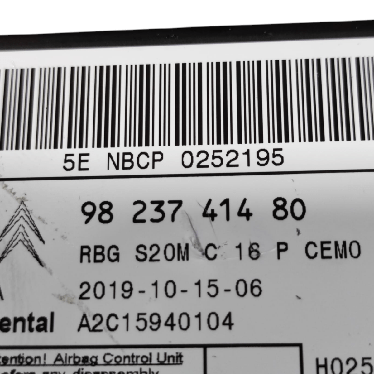 Centralina Airbag Peugeot Partner III COD: 9823741480 (2018 - ) - F&P CRASH SRLS - Ricambi Usati