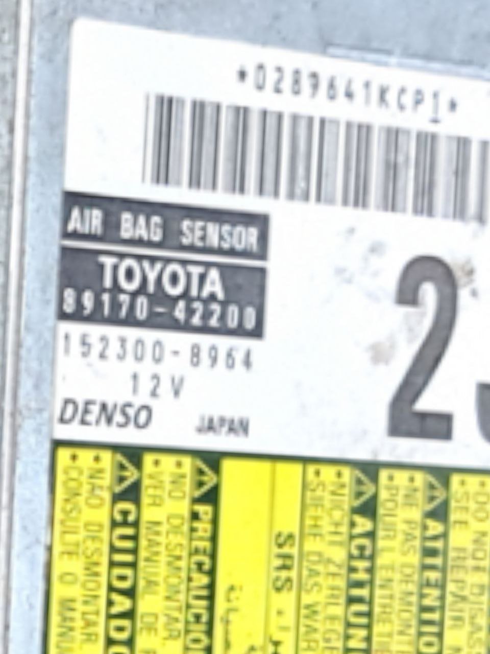 Centralina airbag Toyota Rav 4 (2006 - 2011) COD:89170 - 42200 - F&P CRASH SRLS - Ricambi Usati